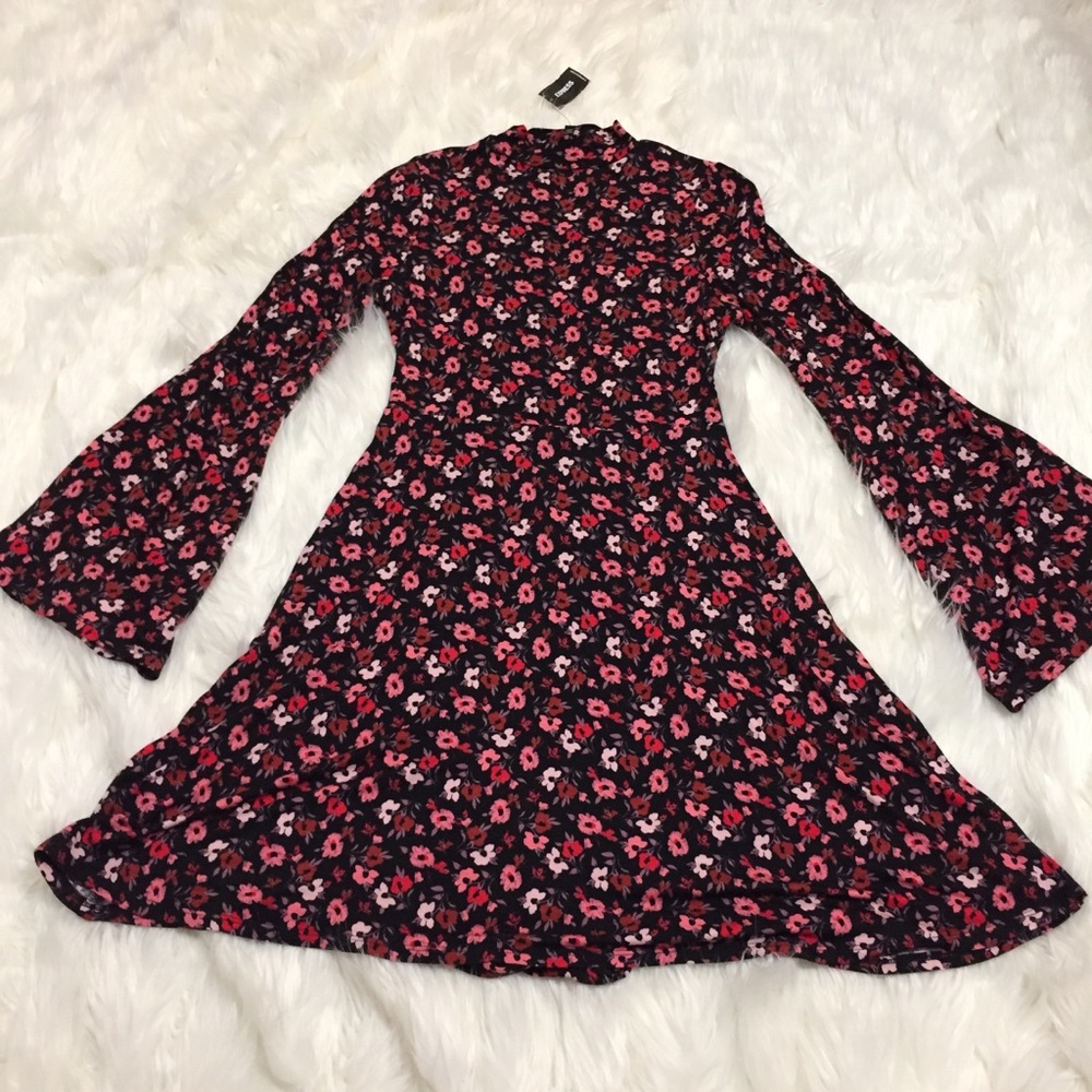 NWT Mock Neck Floral A-line Dress - Picture 6 of 8